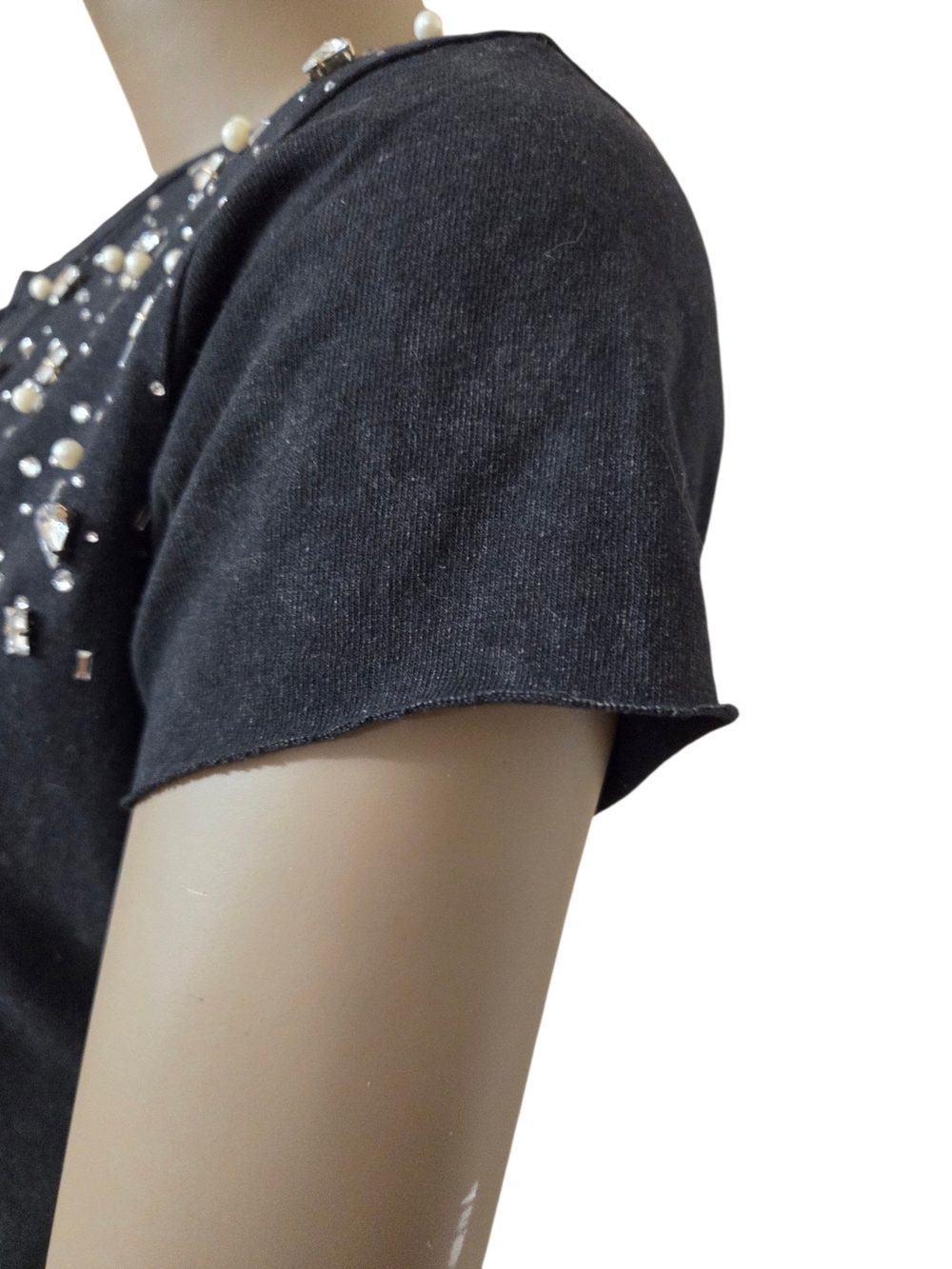 AC/DC Rhinestone Notch Neck TShirt LG Dark Wash Charcoal For Those About To Rock - Picture 9 of 16